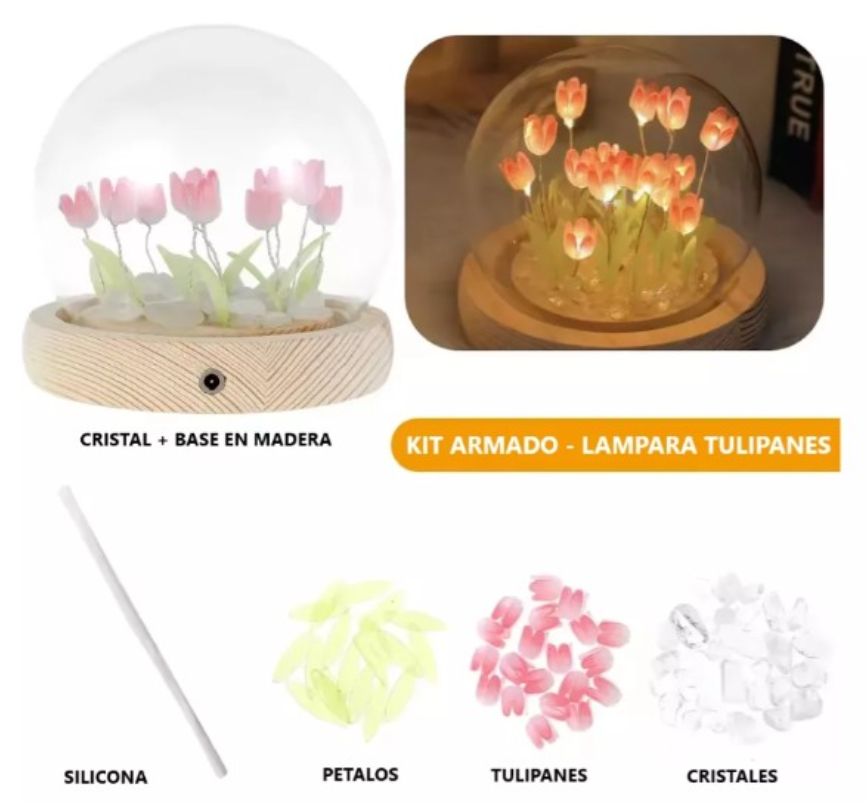 LAMPARA REDONDA DE TULIPANES